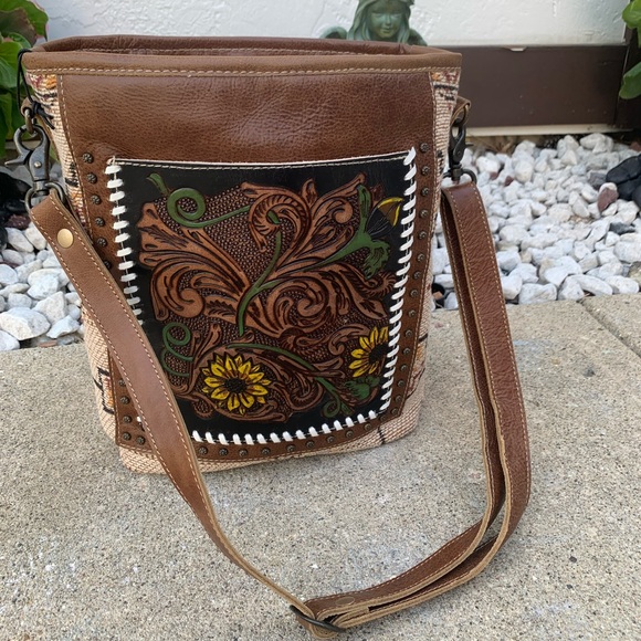 New Bohemian Floral Western Print Tote Bag Handbag - Picture 3 of 14